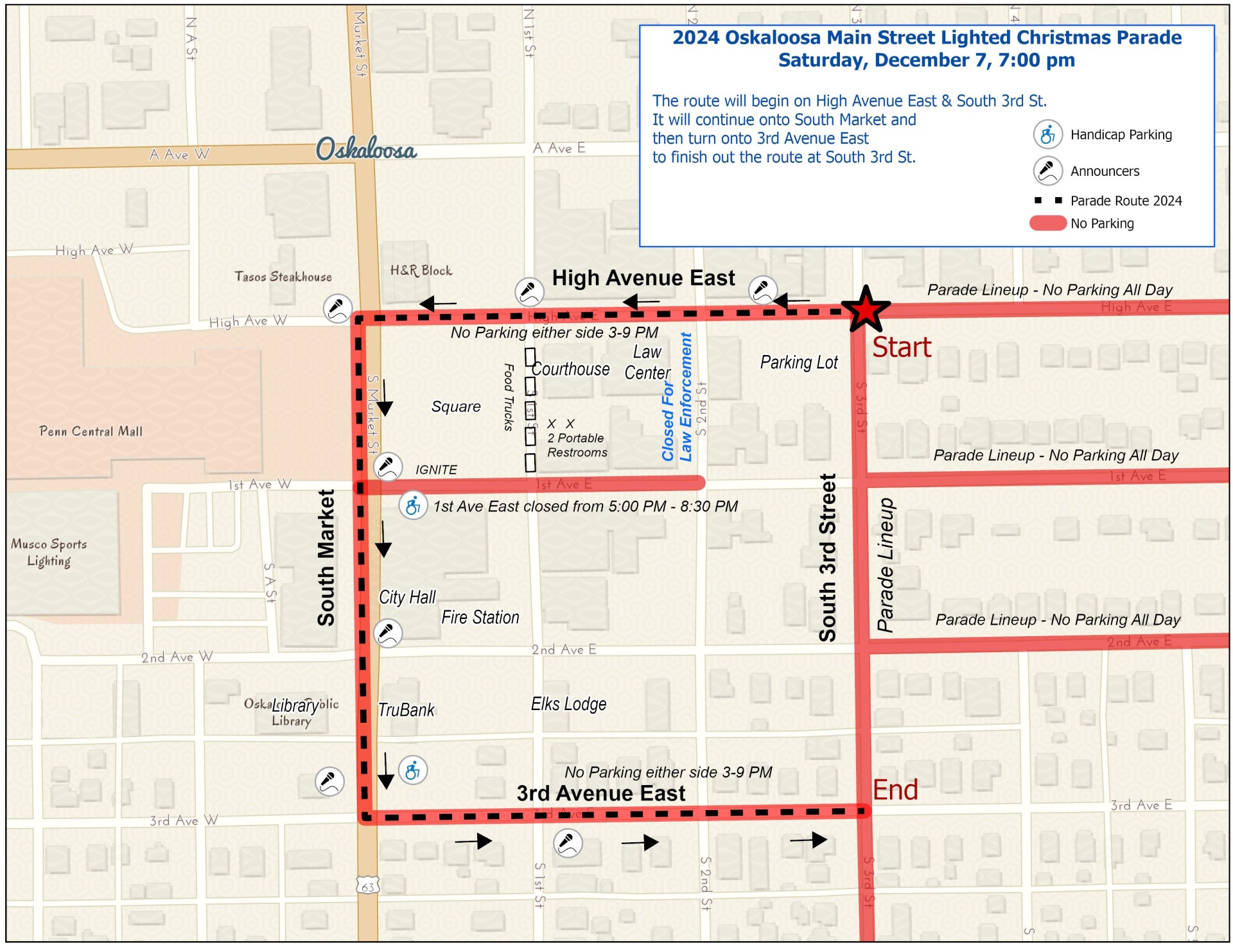 2024 Lighted Christmas Parade Route Map 